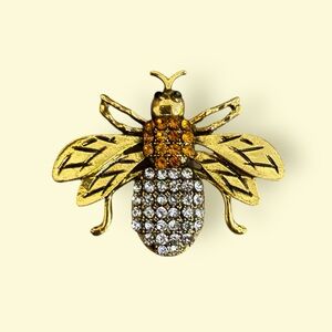 Gold and Rhinestones Brooch